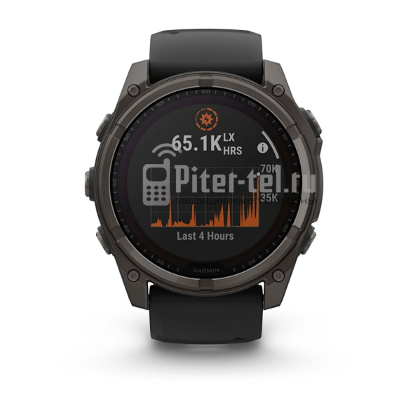 Умные часы Garmin Fenix 8 51mm Sapphire Solar Carbon Grey DLC Titanium с черным ремешком